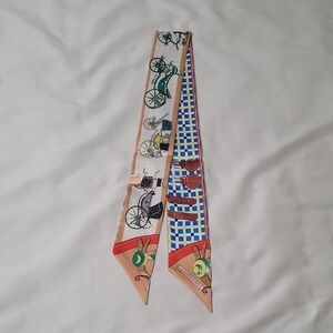 Hermes Multicolor Twilly Scarf with Carriage Motif
